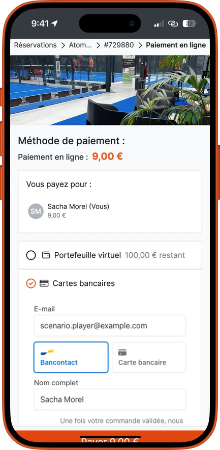Le formulaire de paiement en ligne, avec Bancontact et carte bancaire