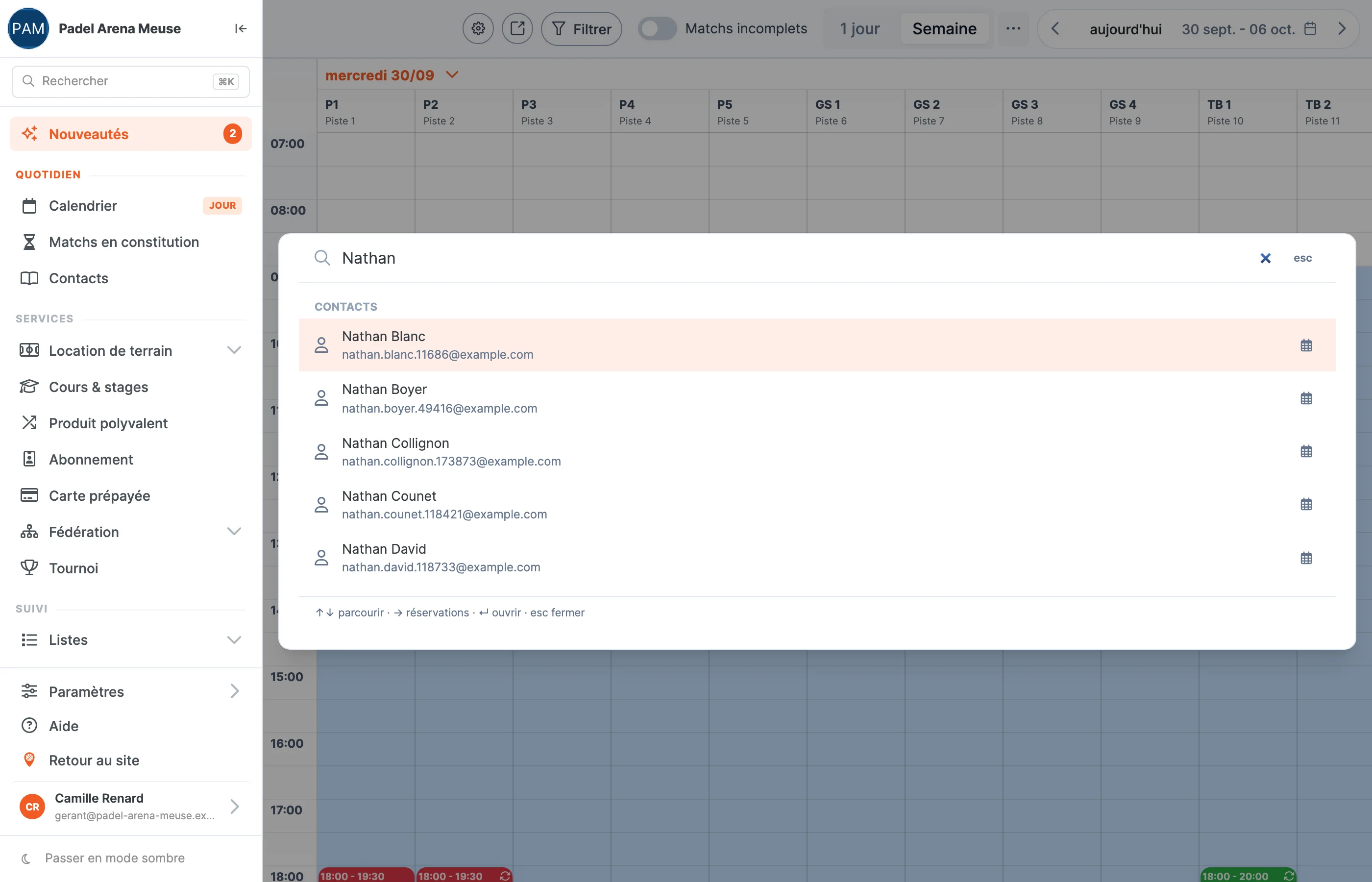 La barre de recherche du back-office qui trouve un client à partir de son prénom