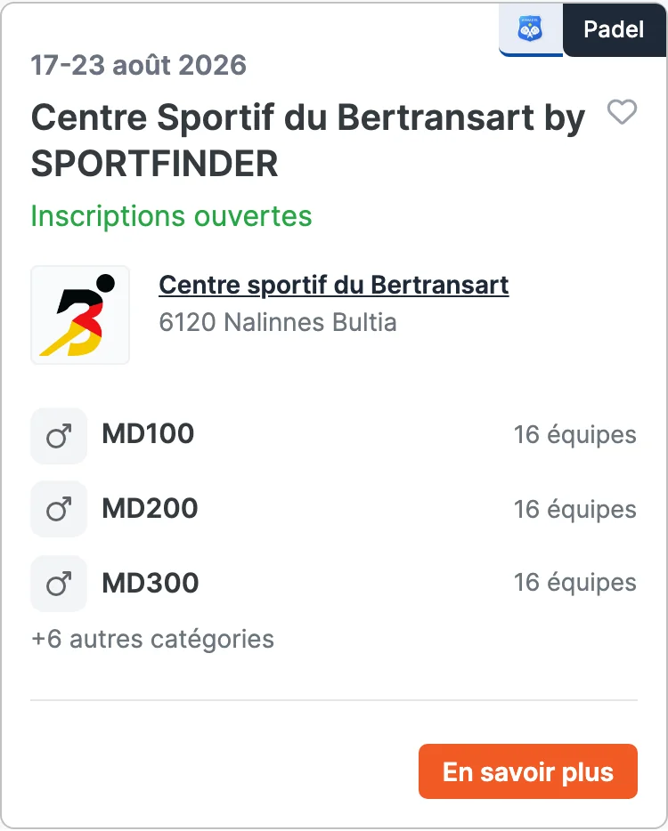 Un tournoi de padel du club, inscriptions ouvertes, neuf catégories